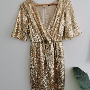 TFNC London Gold Sequin Dress